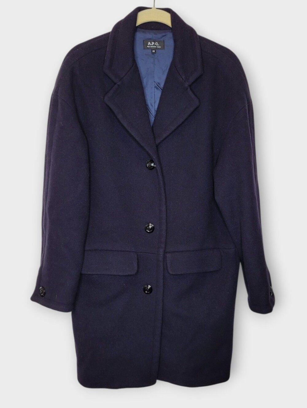 APC Rue Madame Paris Mens Wool Peacoat XS Navy Blue
